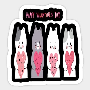 happy cat with valentine's day Sticker